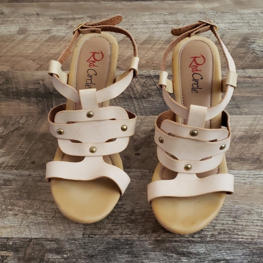 Red Circle wedges heels bridal shoes